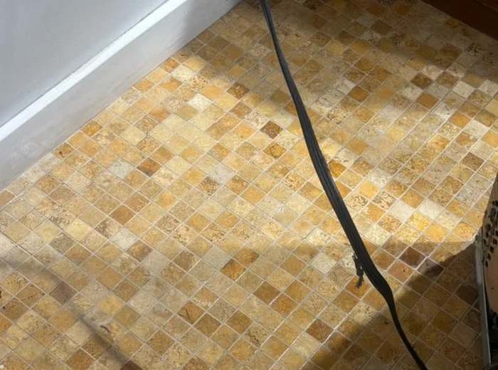 Mosaic tile floor after a detailed scrub